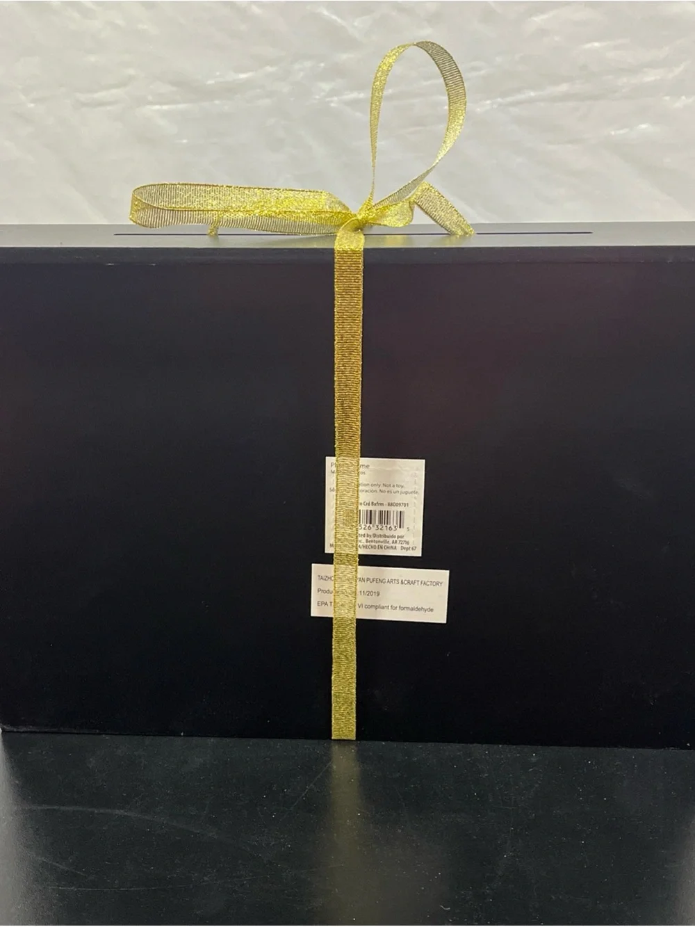 Black 'Dream Believe Achieve' Photo Money Box with Gold Ribbon